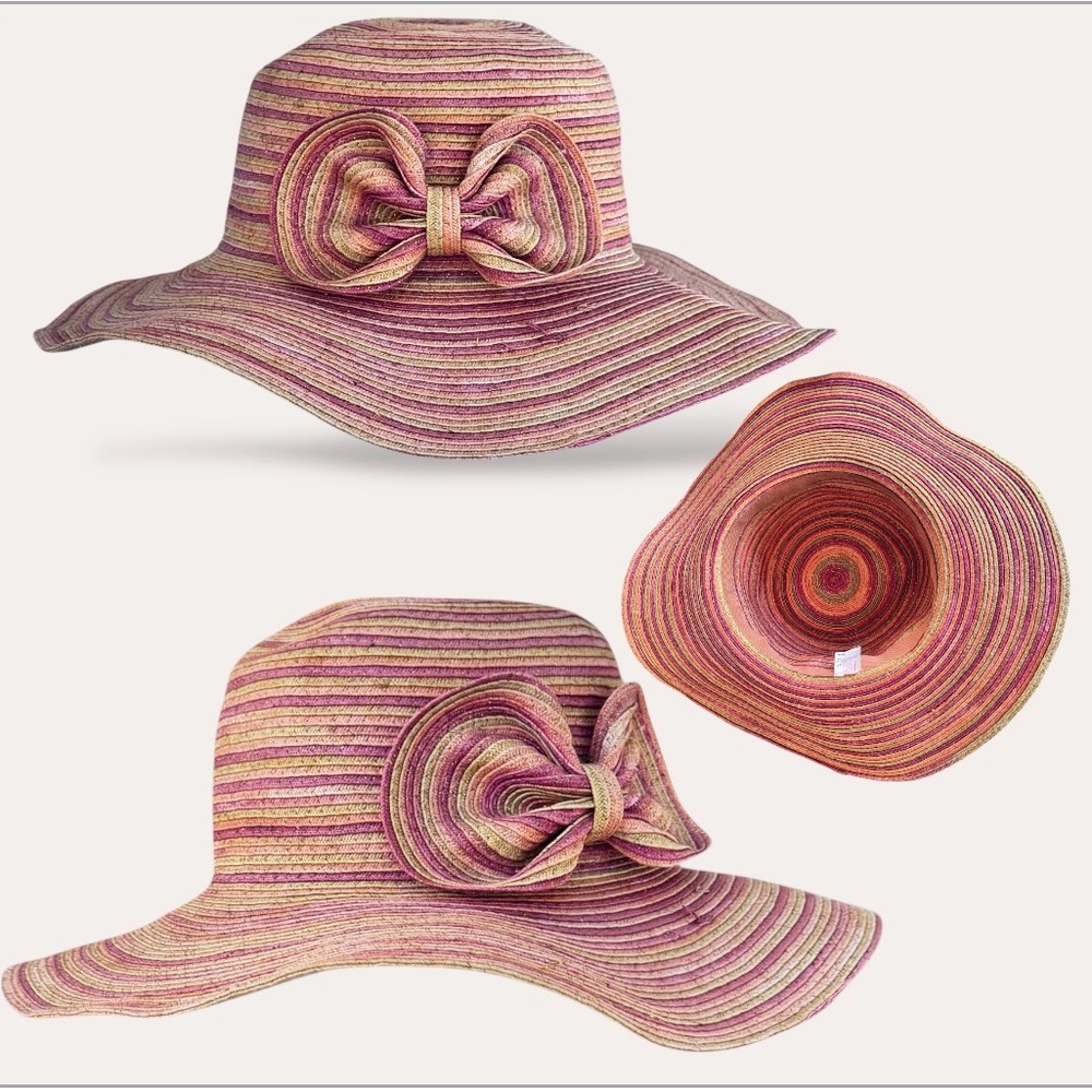 Vintage Late 90s Y2K Straw Sun Hat with Sculptural Bow